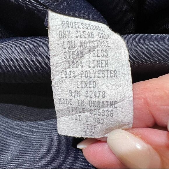 Vintage Dark Navy Oversized Linen Blazer size 12 - Picture 8 of 8